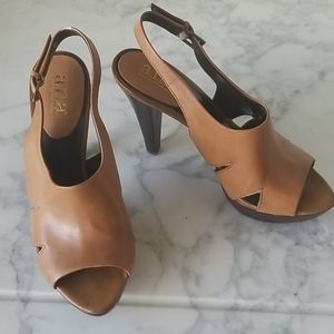 A.N.A. Brown Leather Heels - 6.5